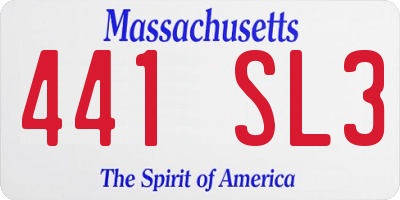 MA license plate 441SL3