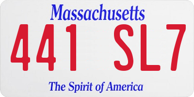 MA license plate 441SL7