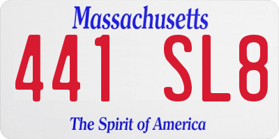 MA license plate 441SL8