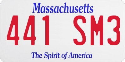 MA license plate 441SM3