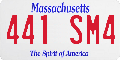 MA license plate 441SM4
