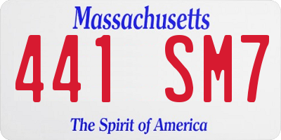 MA license plate 441SM7