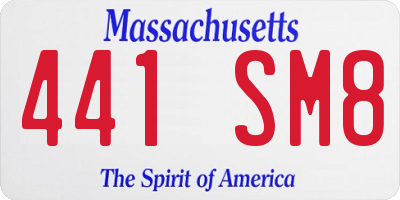 MA license plate 441SM8