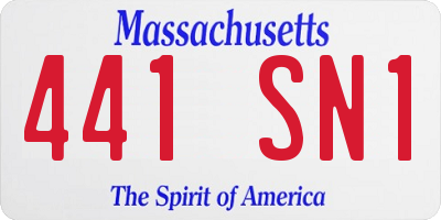 MA license plate 441SN1