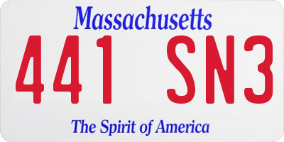 MA license plate 441SN3