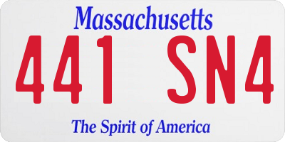 MA license plate 441SN4