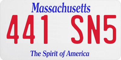 MA license plate 441SN5
