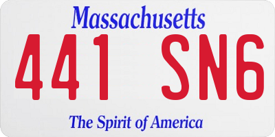 MA license plate 441SN6