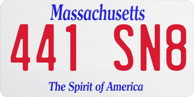 MA license plate 441SN8