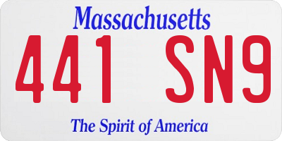 MA license plate 441SN9