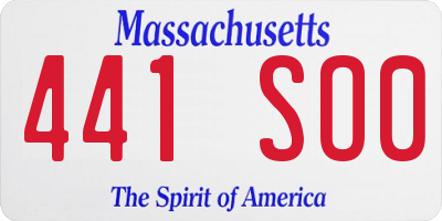 MA license plate 441SO0