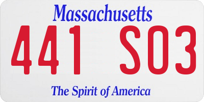 MA license plate 441SO3
