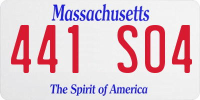 MA license plate 441SO4