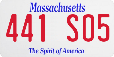 MA license plate 441SO5