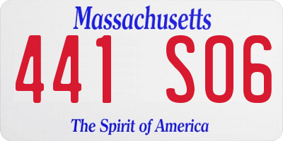 MA license plate 441SO6