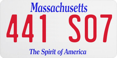 MA license plate 441SO7
