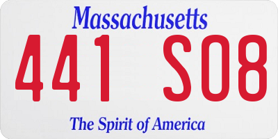 MA license plate 441SO8