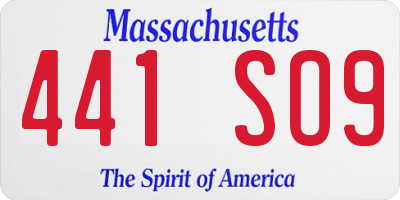 MA license plate 441SO9