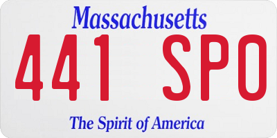 MA license plate 441SP0