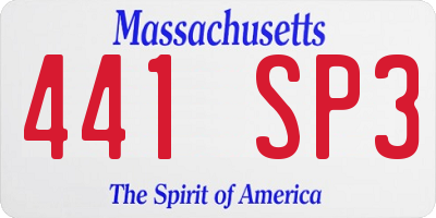 MA license plate 441SP3