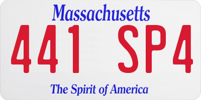MA license plate 441SP4