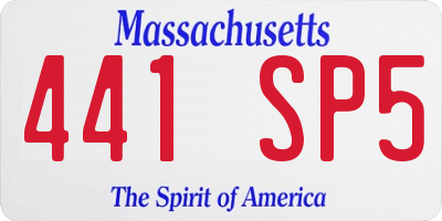 MA license plate 441SP5