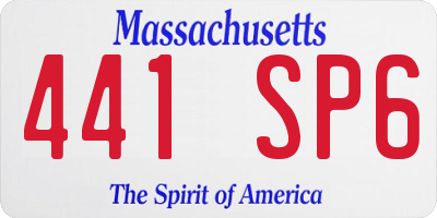 MA license plate 441SP6