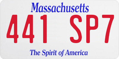 MA license plate 441SP7