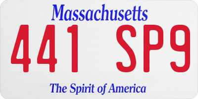 MA license plate 441SP9