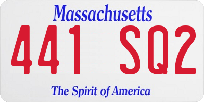 MA license plate 441SQ2