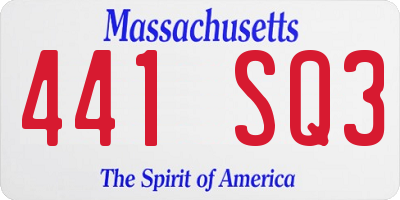 MA license plate 441SQ3