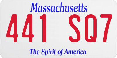 MA license plate 441SQ7