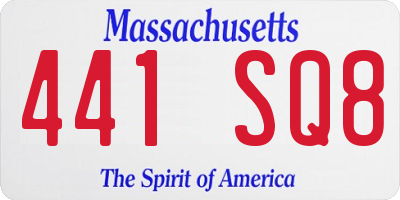 MA license plate 441SQ8