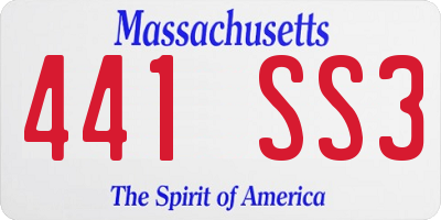 MA license plate 441SS3