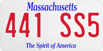 MA license plate 441SS5