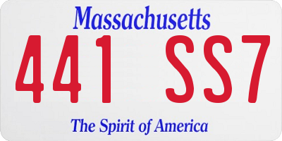 MA license plate 441SS7