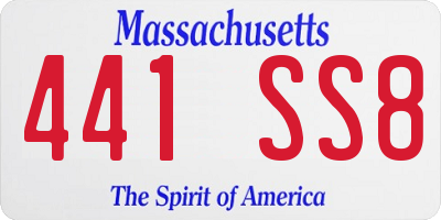 MA license plate 441SS8