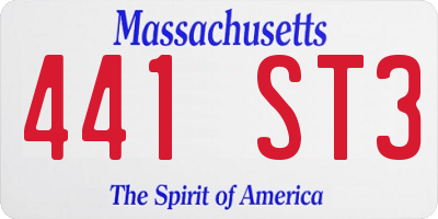 MA license plate 441ST3