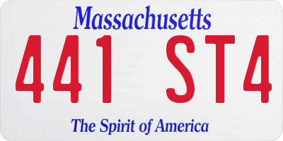MA license plate 441ST4