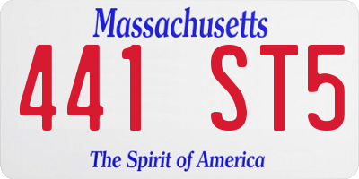 MA license plate 441ST5