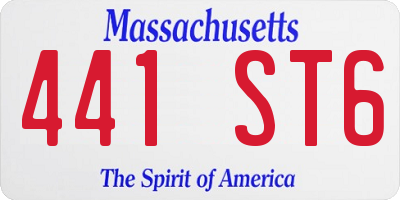 MA license plate 441ST6