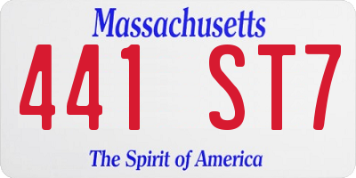 MA license plate 441ST7