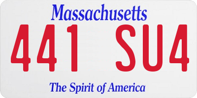 MA license plate 441SU4