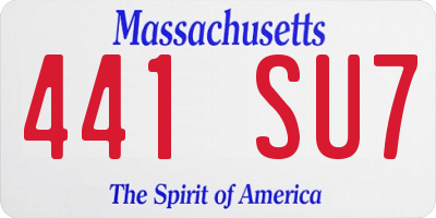 MA license plate 441SU7