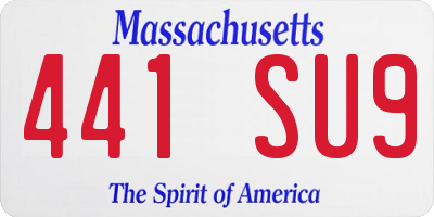 MA license plate 441SU9