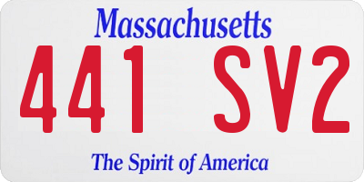 MA license plate 441SV2