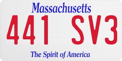 MA license plate 441SV3