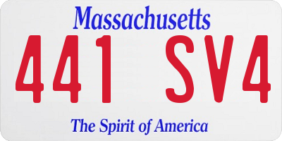 MA license plate 441SV4