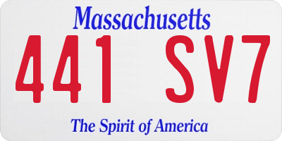 MA license plate 441SV7