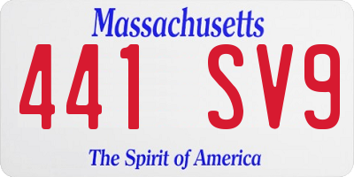 MA license plate 441SV9